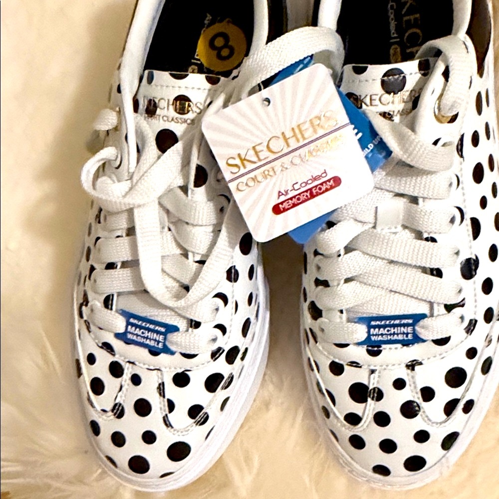 Skechers Black and White Polka Dot Sneakers - Picture 8 of 10